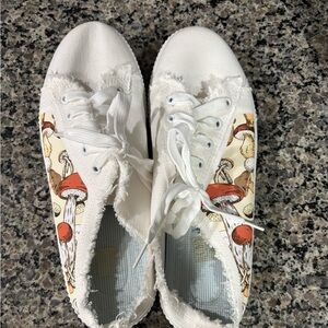 Source Unknown White and Red Mushroom Sneakers